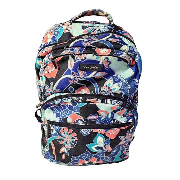 VERA BRADLEY Essential Large Backpack Quilted Lotus Flower Swirl Laptop Bag - Picture 1 of 11